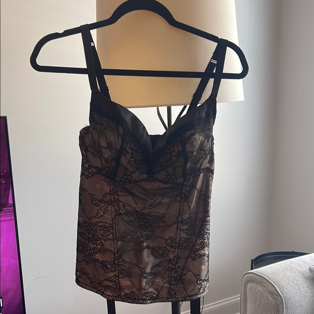 Cacique Black Lace Chemise with Adjustable Straps